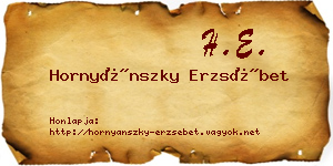 Hornyánszky Erzsébet névjegykártya